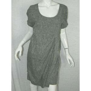 Manoush Dress Gray Linen Blend Pockets Sheath Lined‎ Made in France Size 10